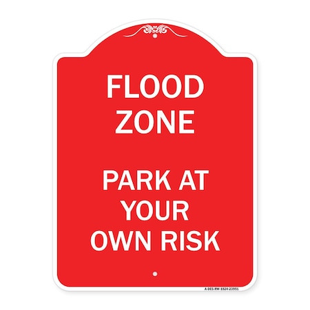 Signmission Designer Series Sign-Flood Zone, Red & White Aluminum Architectural Sign, 18" x 24", RW-1824-23951 A-DES-RW-1824-23951